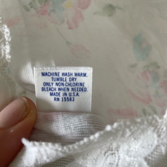 Vintage, Medium, Made in USA, rubbed floral lace trim bodysuit washed and clean! - Picture 6 of 7